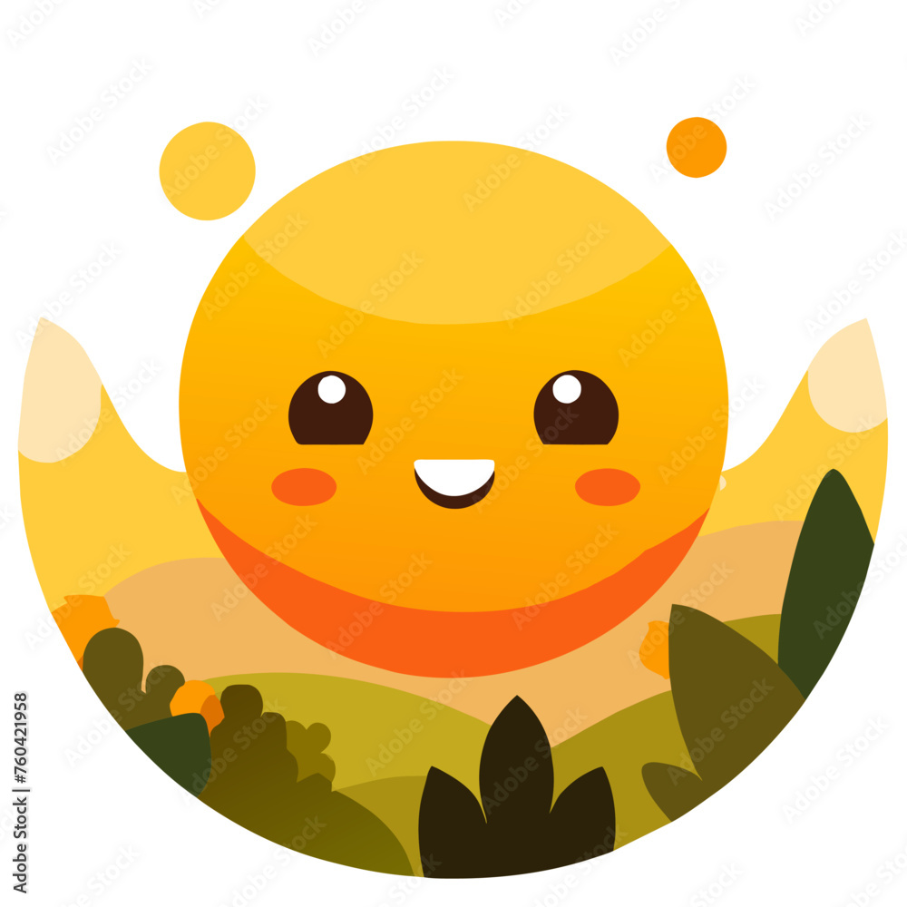 Adorned with an endearing smile, the sun casts a warm glow upon the tranquil landscape. Adorned with an endearing smile, the sun casts a warm glow upon the tranquil landscape.