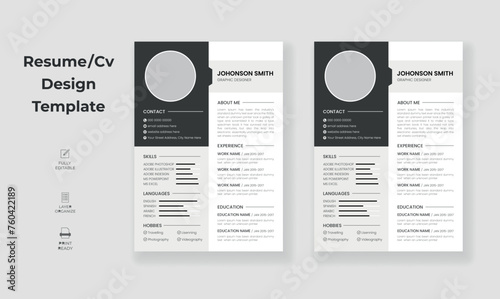 modern and creative professional resume or cv design template, minimalist cv design layout, clean resume design with unique cv template.