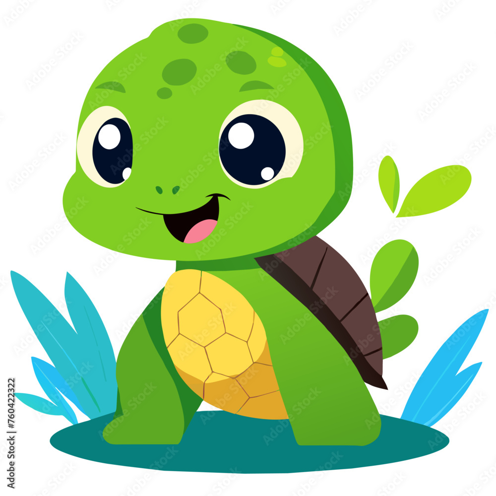 Fototapeta premium Behold this adorable turtle amidst nature's vibrant charm.