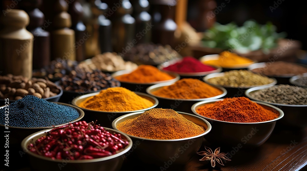 Varieties Spices Grains Market Table