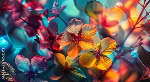 a colorful floral print nature-inspired shapes © Olga