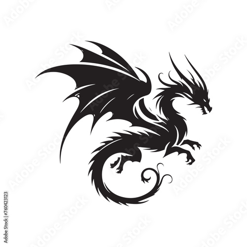 Wallpaper Mural Dragon's Flight: Majestic Flying Dragon Silhouette Vector for Mythical Designs and Fantasy-themed Projects. Dragon Illustration, dragon vector. Torontodigital.ca