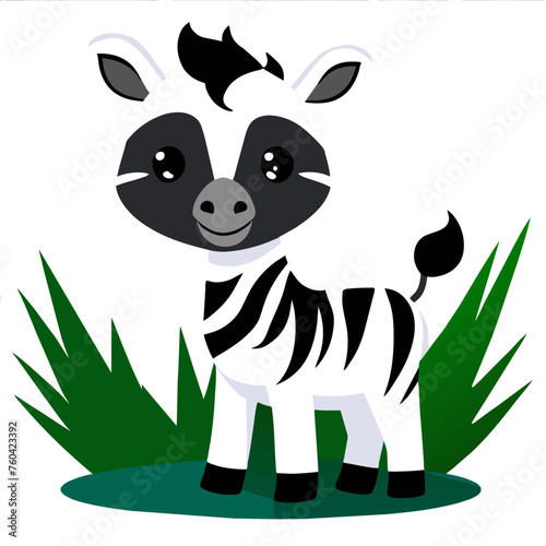 A cute zebra frolics in nature.
