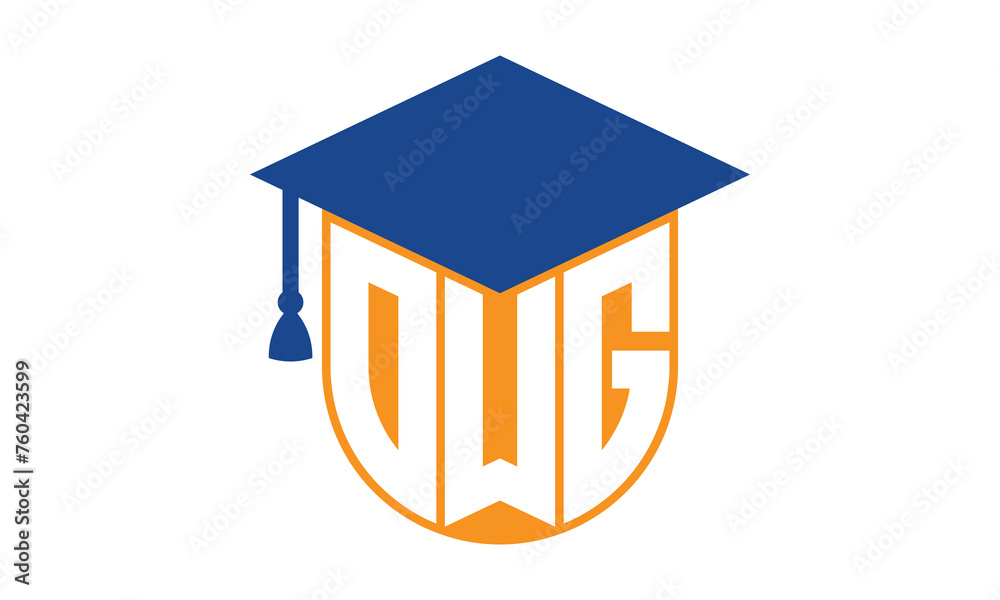OWG initial letter academic logo design vector template. monogram, abstract, school, college, university, graduation, symbol, shield, model, institute, educational, coaching canter, tech, sign, badge - obrazy, fototapety, plakaty 
