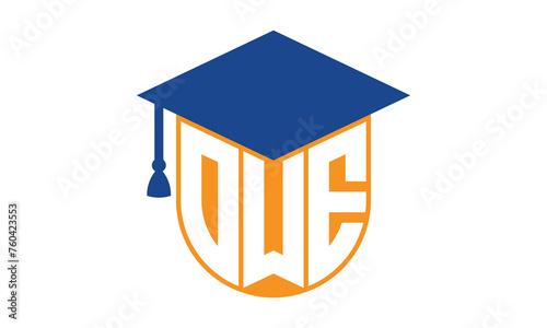 OWE initial letter academic logo design vector template. monogram, abstract, school, college, university, graduation, symbol, shield, model, institute, educational, coaching canter, tech, sign, badge