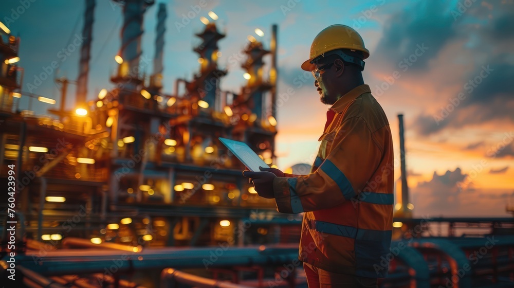 cinematic, documentary photography, establishing shot, worker with tablet in hands cinematic, documentary photography, establishing shot, worker with tablet in hands