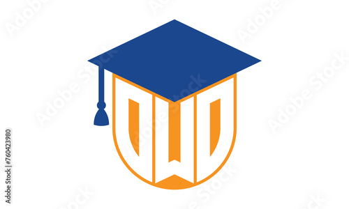 OWO initial letter academic logo design vector template. monogram, abstract, school, college, university, graduation, symbol, shield, model, institute, educational, coaching canter, tech, sign, badge