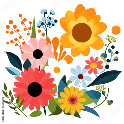 A vibrant profusion of wildflowers adorns a lush meadow, creating a breathtaking spectacle of natural beauty.