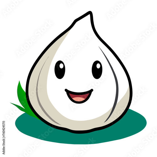 Cute garlic sprouted in a natural setting.