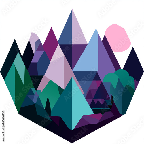 Geometric forms dance harmoniously in a natural setting, creating an enchanting spectacle.