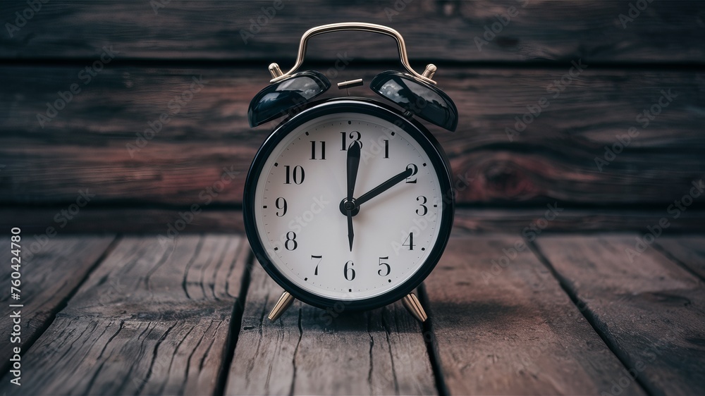alarm clock on wooden table alarm clock on wooden table