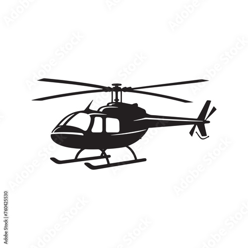 Sky Guardians: Helicopter Silhouette Vector for Airborne Missions and Emergency Response Designs. Helicopter Black Illustration.
