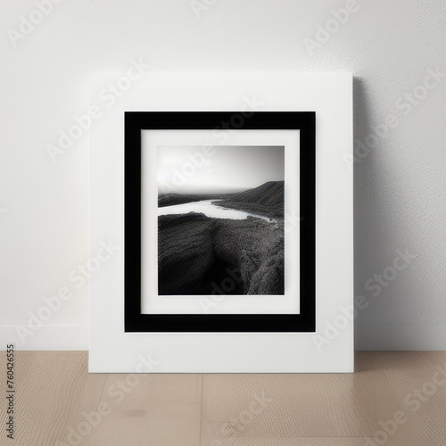 wall art mockup, frame mockup on a white wall , summer collection