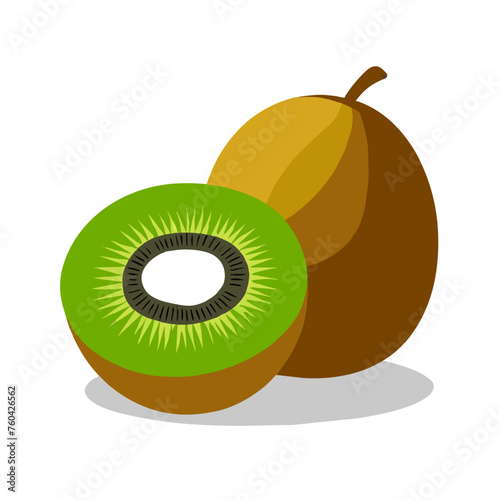 Kiwi fruit, a small, brown, fuzzy fruit with a green interior, grows on a vine and is native to China.