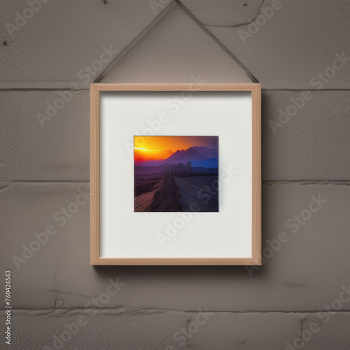 wall art mockup, frame mockup on a white wall , summer collection