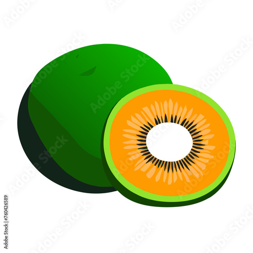 Kiwi fruit's fuzzy brown skin and vibrant green flesh create a striking contrast against the backdrop of nature.