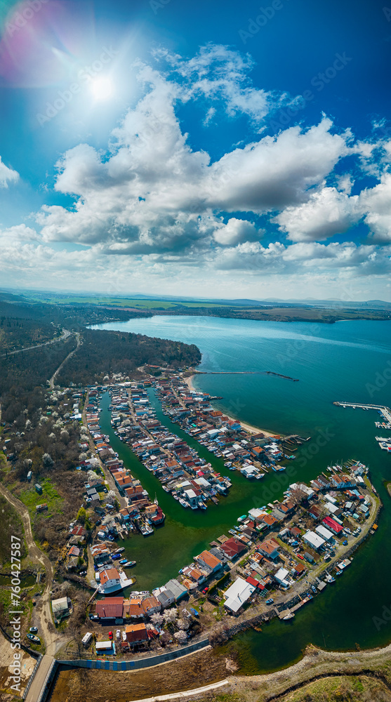 Aerial view of Chengene Skele - Fishing Village (Ribarsko Selishte) near city of Burgas, Bulgaria