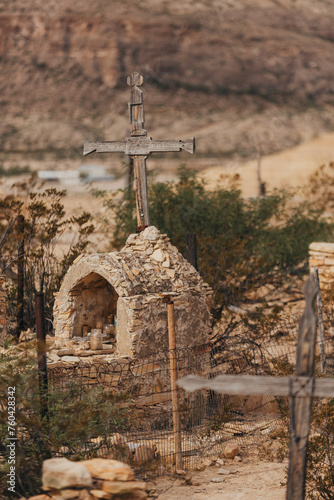 Shrine on a Grave in the Cemetery in Terlingua, Texas photo