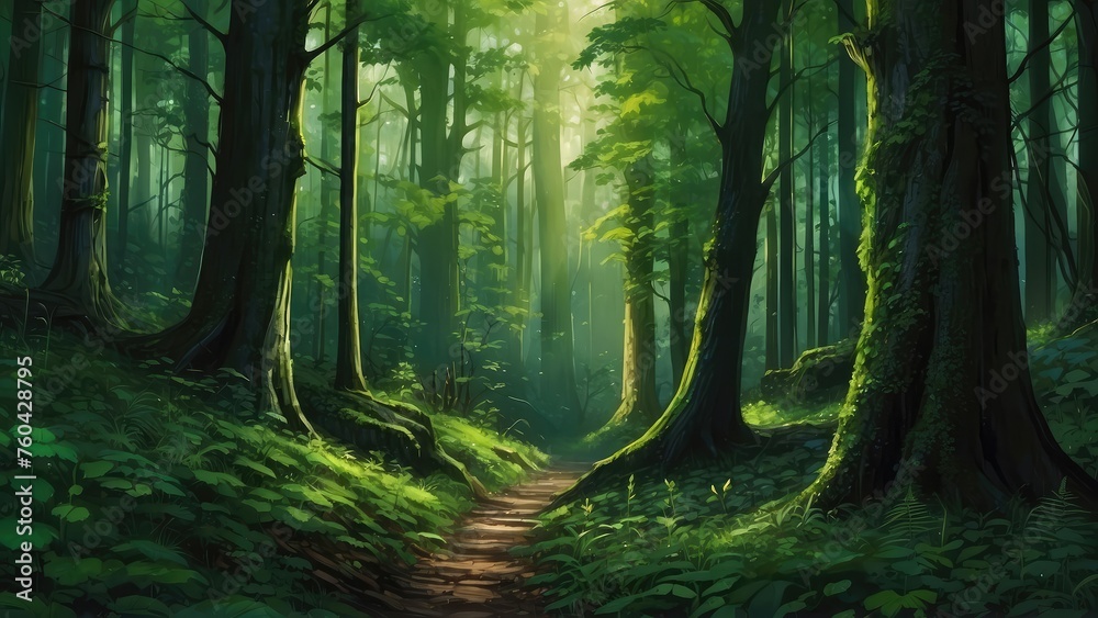 green forest with mystery scene green forest with mystery scene