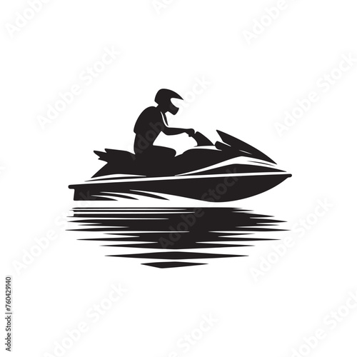 Wave Riders: Jet Ski Silhouette Vector for Thrilling Water Sports Designs and Beach-themed Projects, Jet ski illustration.