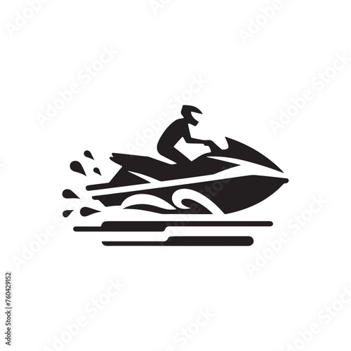Wave Riders: Jet Ski Silhouette Vector for Thrilling Water Sports Designs and Beach-themed Projects, Jet ski illustration.