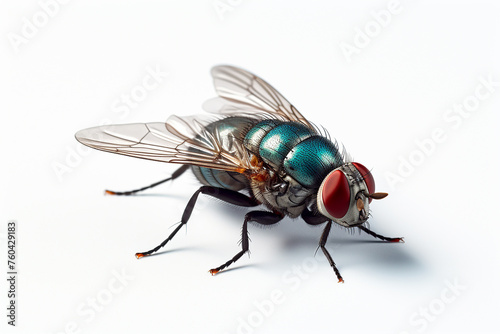 macro fly isolated on white background