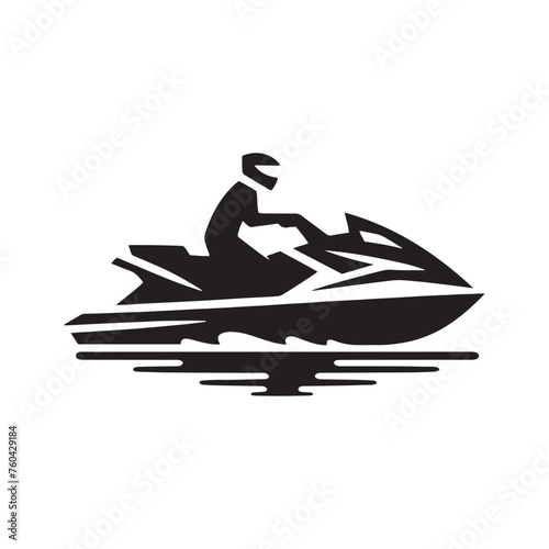 Wave Riders: Jet Ski Silhouette Vector for Thrilling Water Sports Designs and Beach-themed Projects, Jet ski illustration.