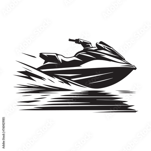 Wave Riders: Jet Ski Silhouette Vector for Thrilling Water Sports Designs and Beach-themed Projects, Jet ski illustration.