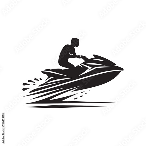 Wave Riders: Jet Ski Silhouette Vector for Thrilling Water Sports Designs and Beach-themed Projects, Jet ski illustration.