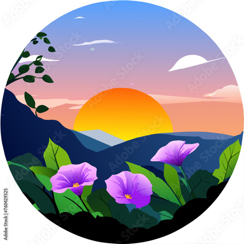 Morning glory nature blooms in vibrant hues, adding a touch of color to the morning landscape.
