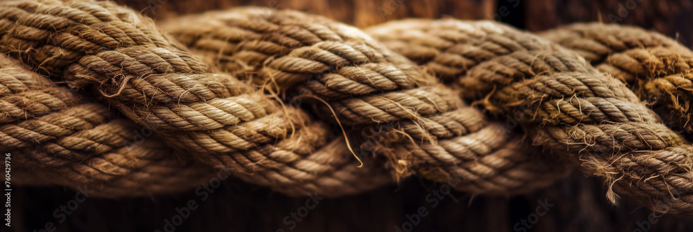 Intertwined rope close up. Team rope diverse strength connect partnership together teamwork unity communicate support. Strong diverse network rope team concept integrate braid color background coopera