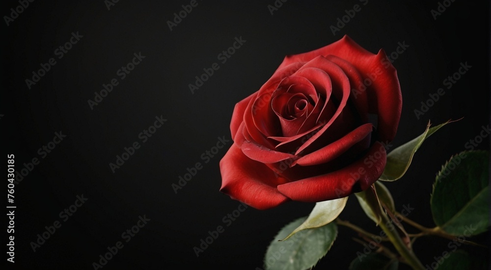 Fototapeta premium Fresh beautiful rose black background