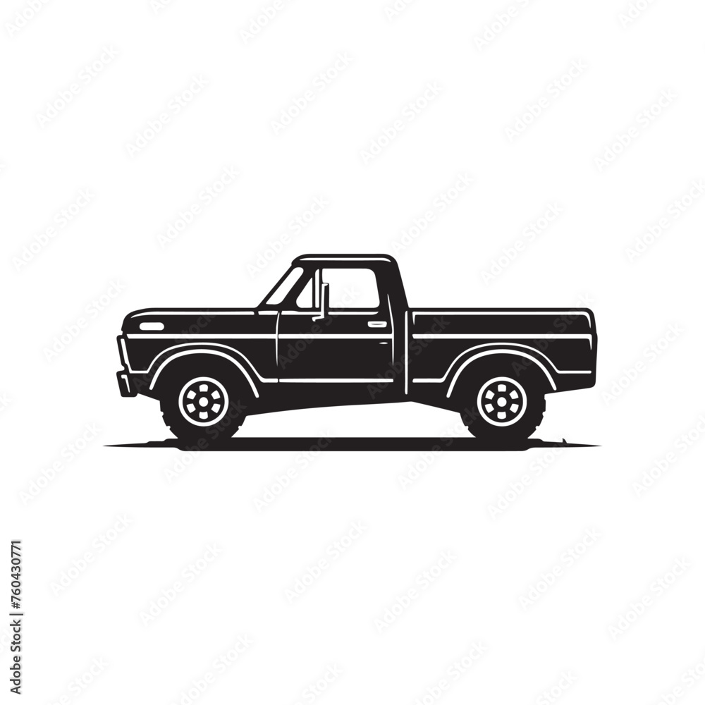 Truckin' Tales: Pickup Truck Silhouette Vector Set for Rustic Designs and Country-themed Projects. Pickup truck illustration.