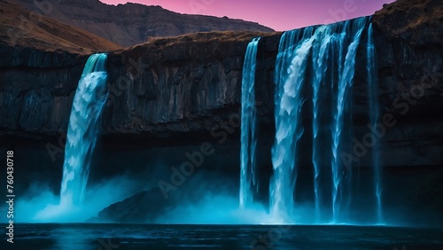 waterfall at night, Iceland