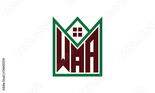 WAA initial letter real estate builders logo design vector. construction, housing, home marker, property, building, apartment, flat, compartment, business, corporate, house rent, rental, commercial photo