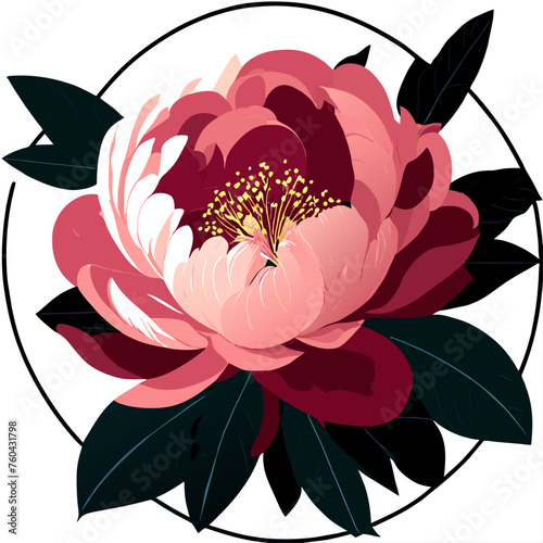 The vibrant, ruffled petals of a peony bloom against a soft and verdant backdrop.