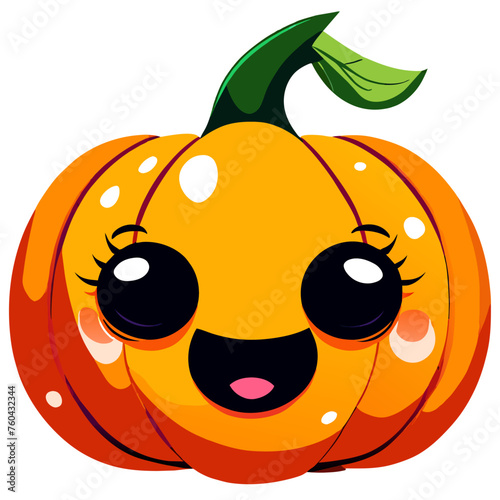 A cute little pumpkin sits nestled amidst lush greenery, its vibrant orange hue contrasting with the verdant leaves.
