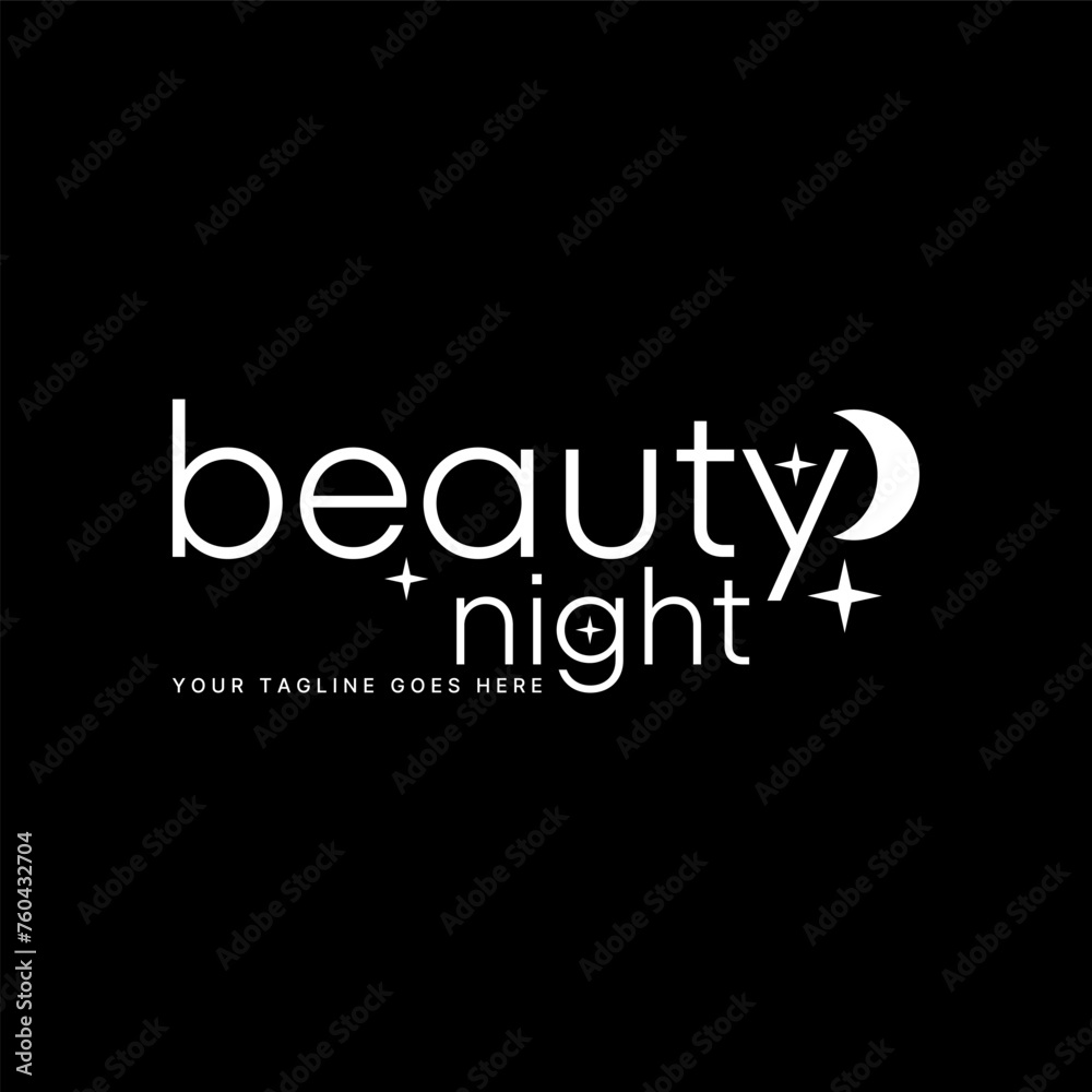 Logo design graphic concept creative premium vector stock abstract sign icon word letter text Beauty Night with moon and star. Related romantic lovely