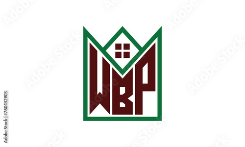 WBP initial letter real estate builders logo design vector. construction, housing, home marker, property, building, apartment, flat, compartment, business, corporate, house rent, rental, commercial