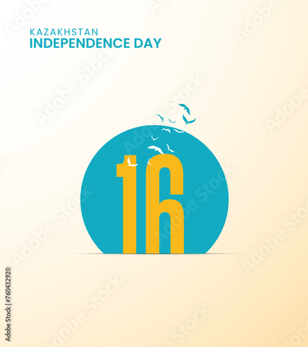 Kazakhstan independence day, Kazakhstan republic day, 16 dec typography, Design for social media banner, poster vector illustration.