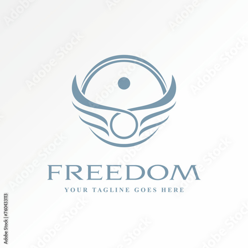 Logo design graphic concept creative premium vector stock sign abstract icon human body active happy energy with wings. Related community freedom fly