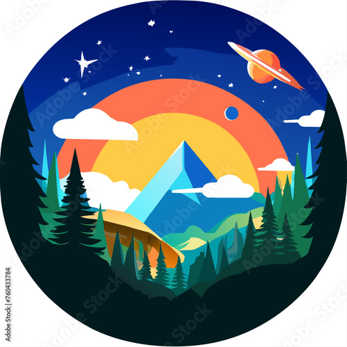 Spaceship soaring through the serene embrace of nature.