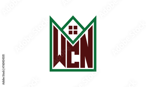 WCN initial letter real estate builders logo design vector. construction, housing, home marker, property, building, apartment, flat, compartment, business, corporate, house rent, rental, commercial photo