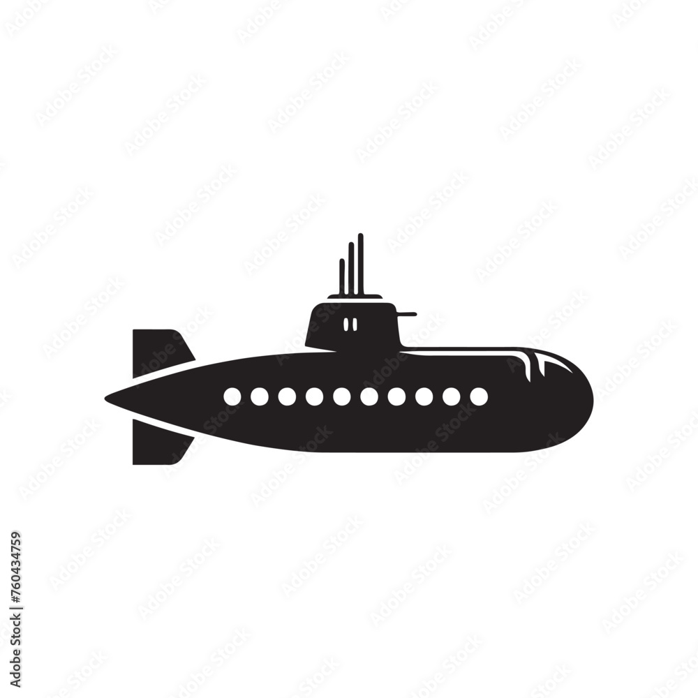 Deep Dive Explorers: Submarine Silhouette Vector for Underwater Adventures and Ocean Exploration Designs, Submarine illustration.