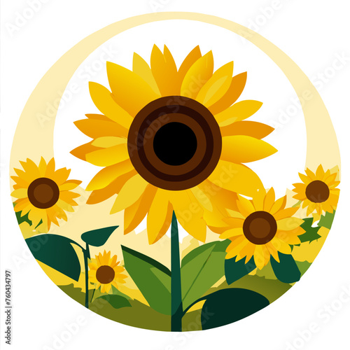 Golden sunflowers bask in the sun's warm embrace, their cheerful faces turned towards the light.