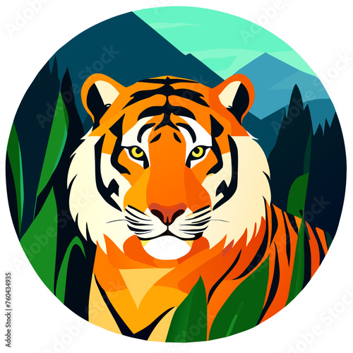 A majestic tiger prowls through the dense jungle, its piercing gaze and powerful stance exuding both grace and predatory instinct.