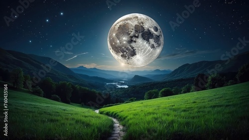 night landscape with moon