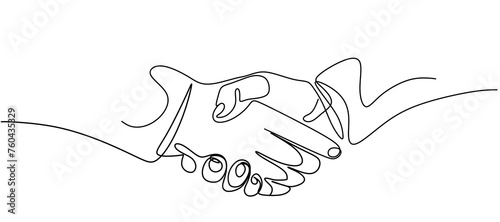 One line drawing of a handshake drawn with a single line.