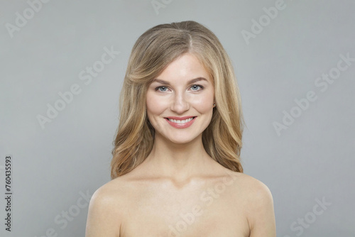 Charming fashion woman with healthy skin on white background  studio beauty portrait