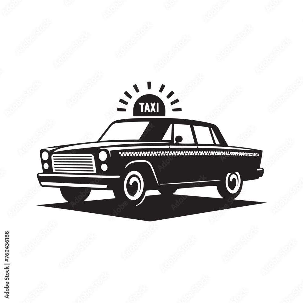 City Cab: Taxi Silhouette Vector Collection for Urban Transport Designs and Street Scene Projects, Cab Illustration vector.